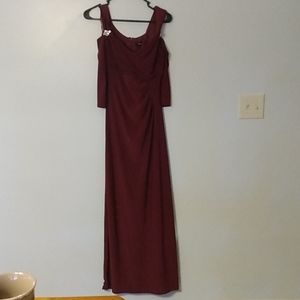 R&M Richards Wine Cold Shoulder Gown Size 8
